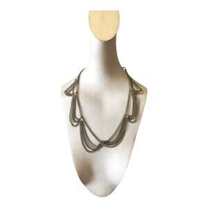 Vintage Multi Strand Contrasting Gold And Dark Silver Tones Necklace Grunge Glam